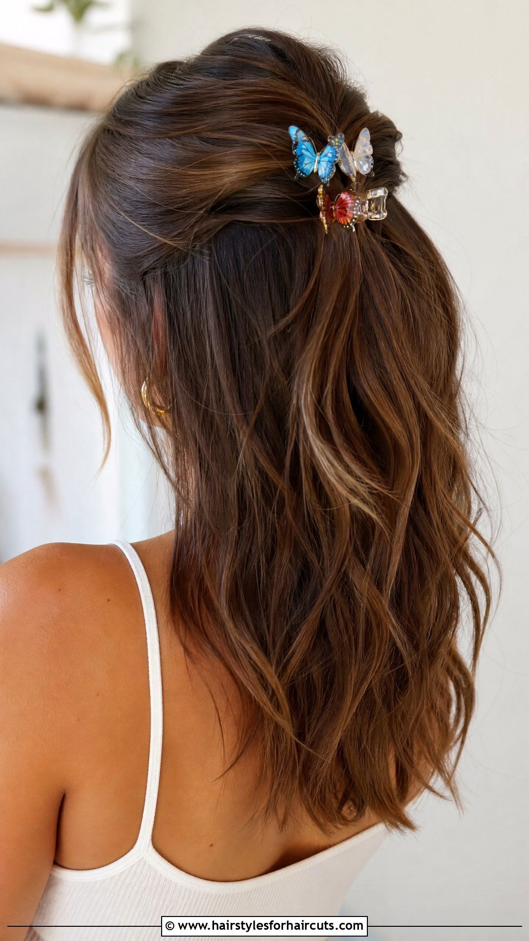 Butterfly Clip Half Up Half Down - 25 y2k hair clip hairstyles - 25 y2k hair clip hairstyles