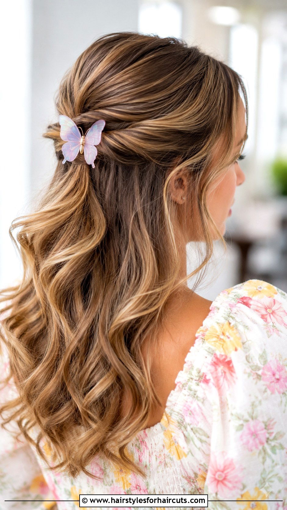 Butterfly Clip Half Updo - 25 easter hairstyles - 25 easter hairstyles
