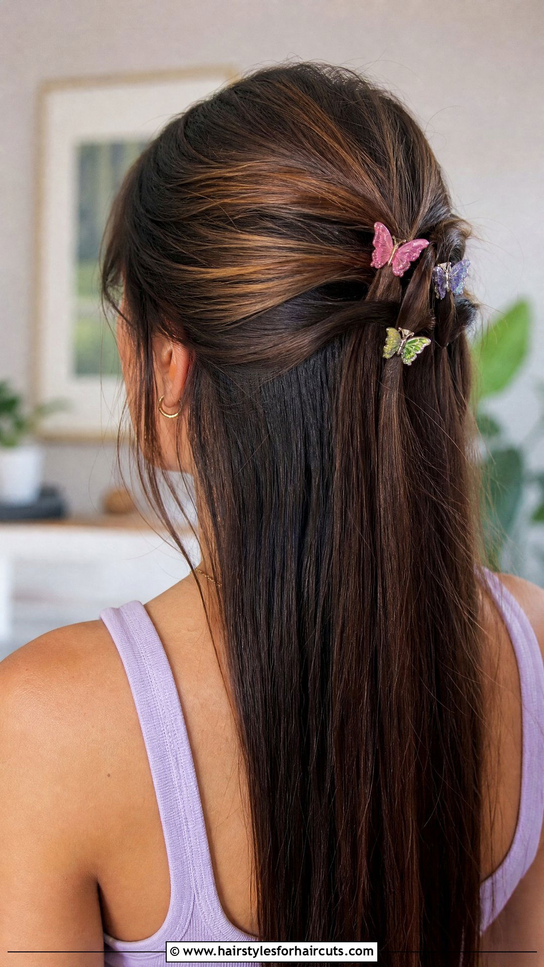 Butterfly Clips Half Updo - 25 y2k hairstyles - 25 y2k hairstyles