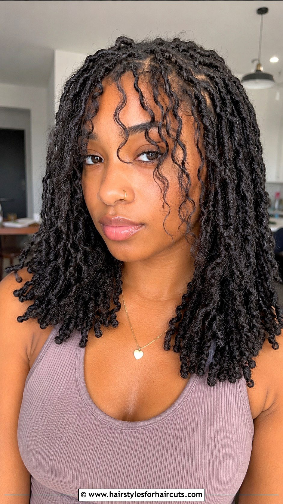 Butterfly Locs With Curtain Bangs - 25 black hairstyles with bangs - 25 black hairstyles with bangs