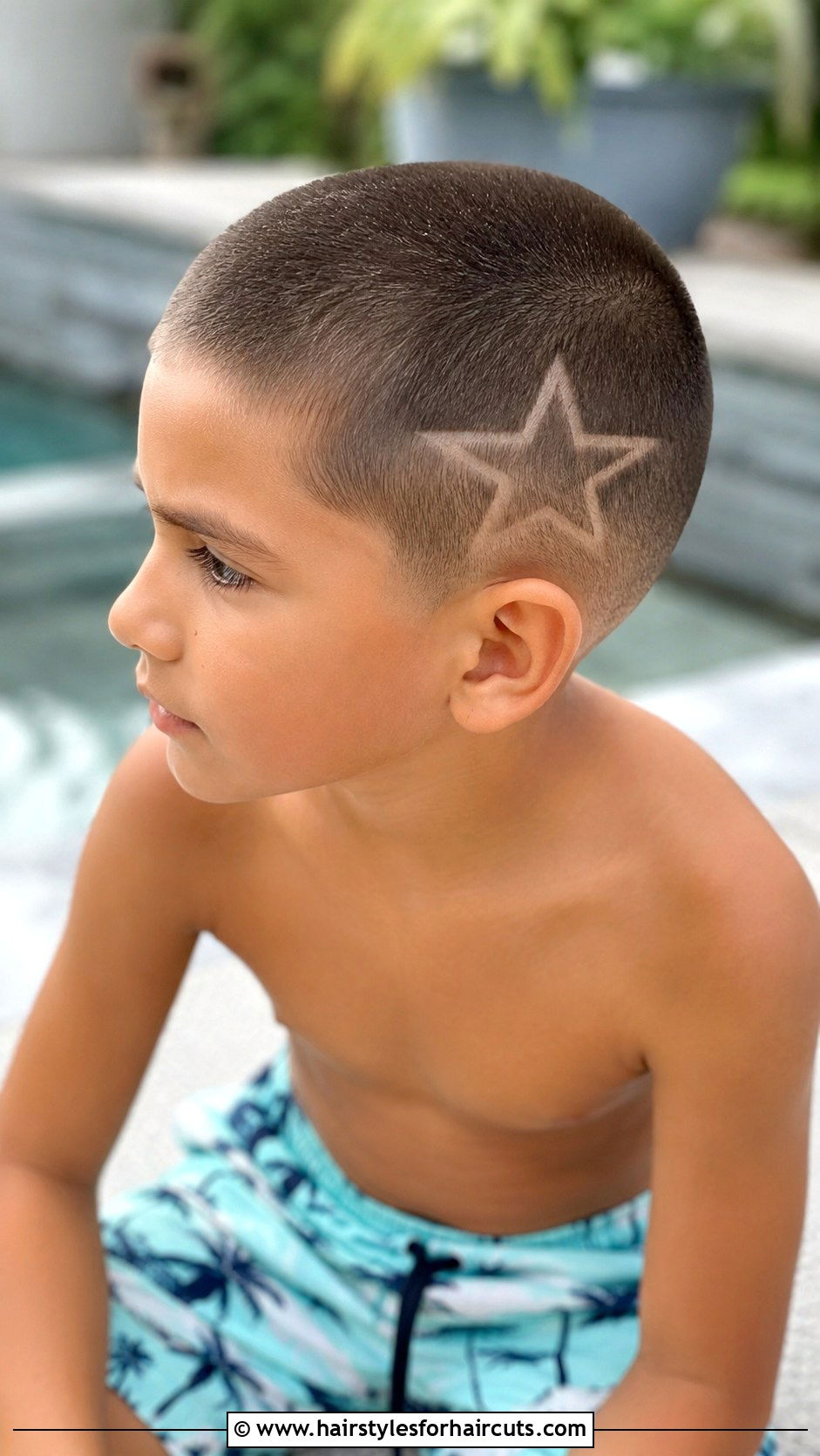 Buzz Cut With Design - 25 short haircuts for kids with thick hair - 25 short haircuts for kids with thick hair