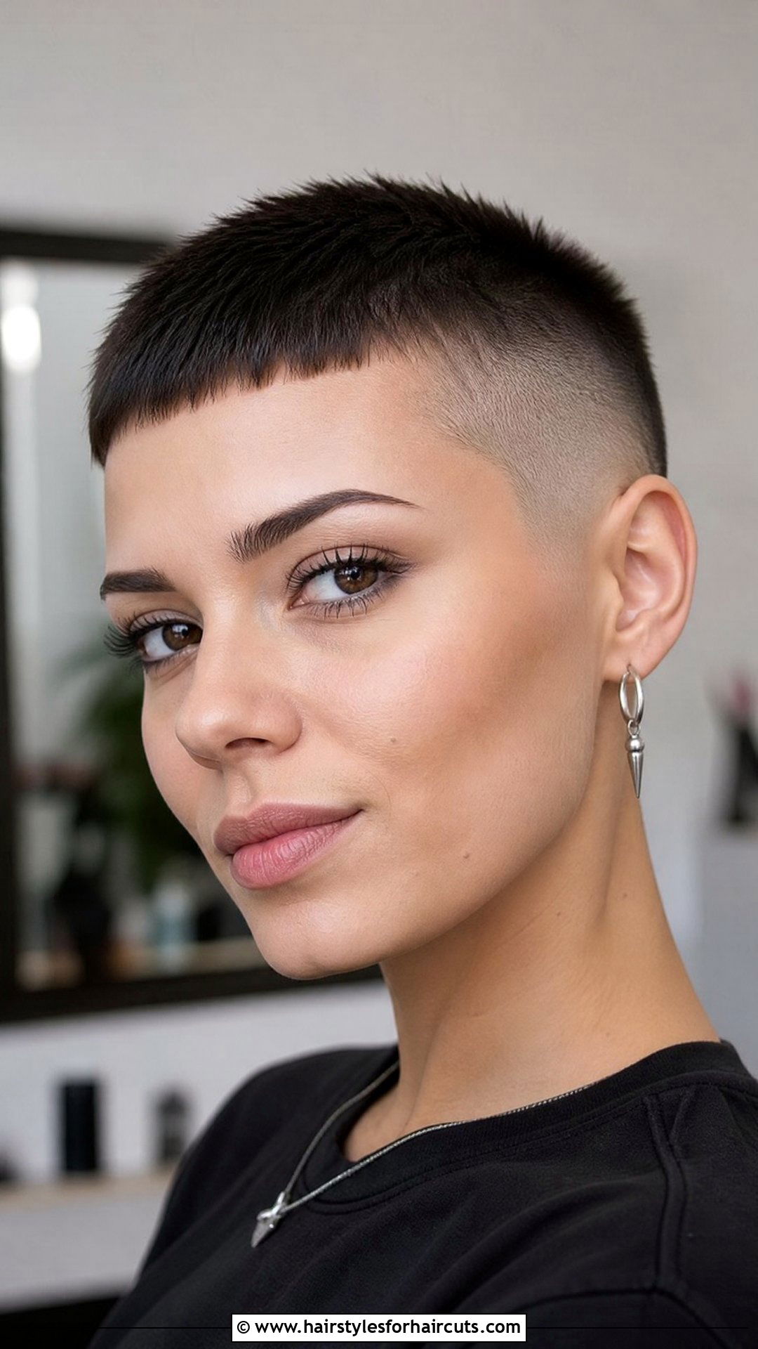 Buzz Cut With Micro Bangs - 25 haircuts styles with bangs - 25 haircuts styles with bangs