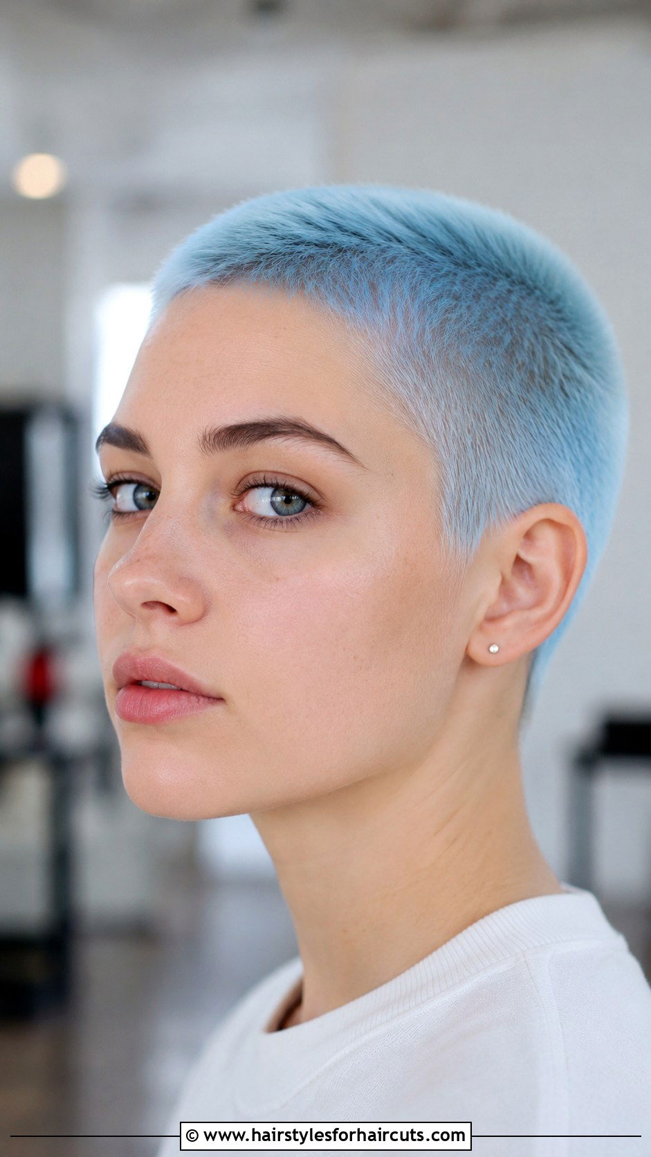 Buzz Cut With Pastel Blue Dye - 25 haircuts and dye - 25 haircuts and dye