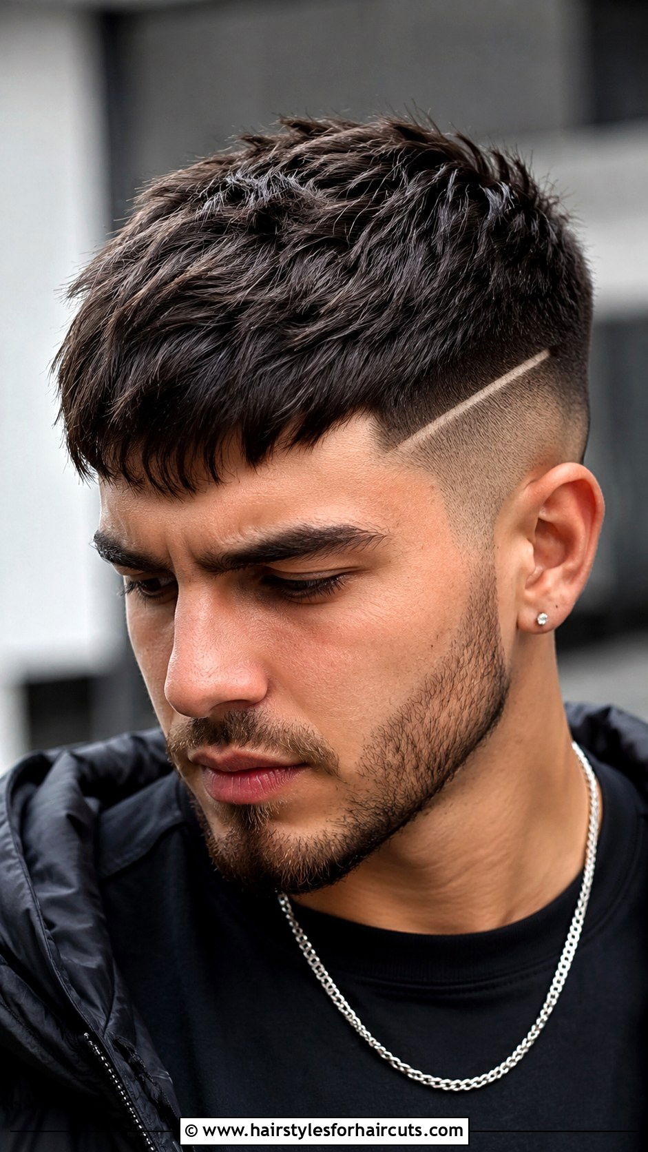Caesar Cut With Line Design - 25 light skin haircuts - 25 light skin haircuts