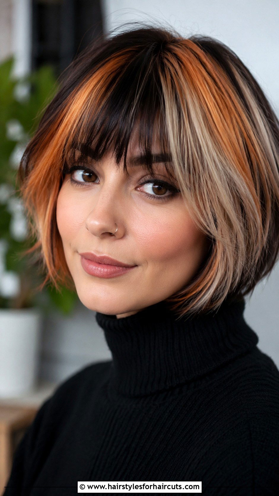 Calico Layered Bob with Bangs - 25 calico hairstyles - 25 calico hairstyles