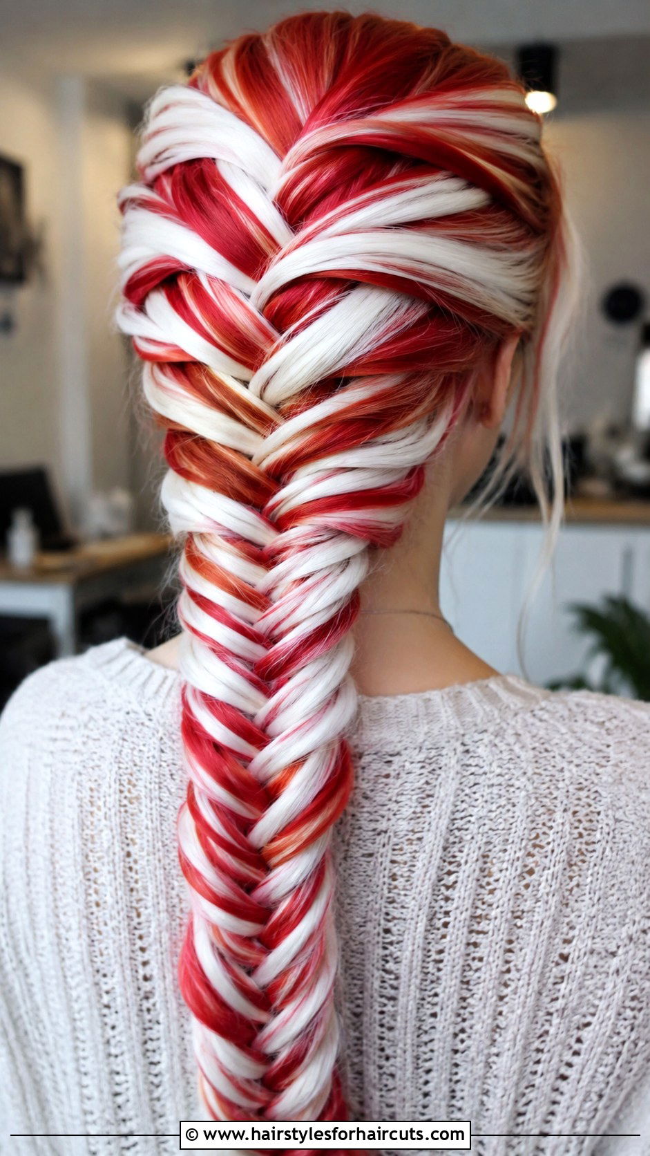 Candy Cane Rope Braid Pigtails - 25 candy cane hairstyles - 25 candy cane hairstyles