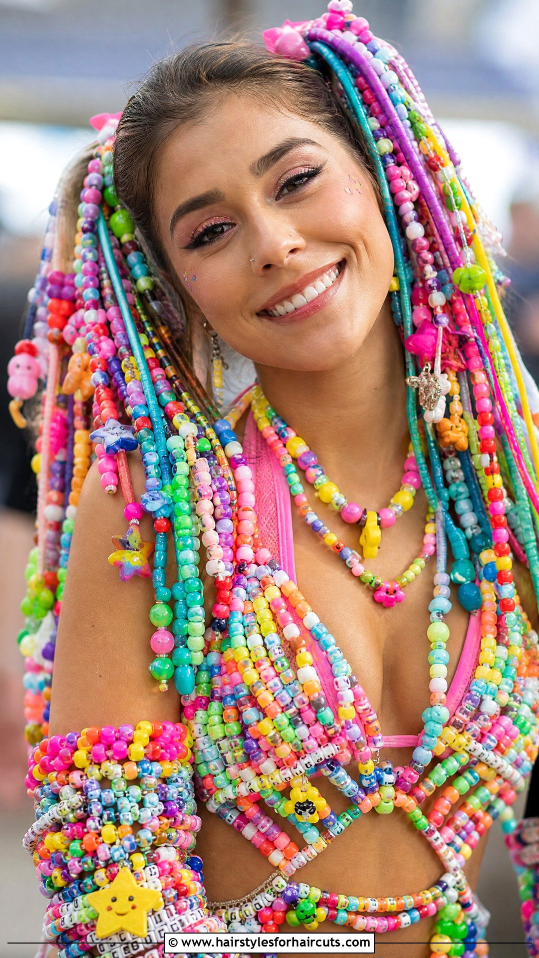 Candy Rave Beaded Pigtails - 25 edc hairstyles - 25 edc hairstyles