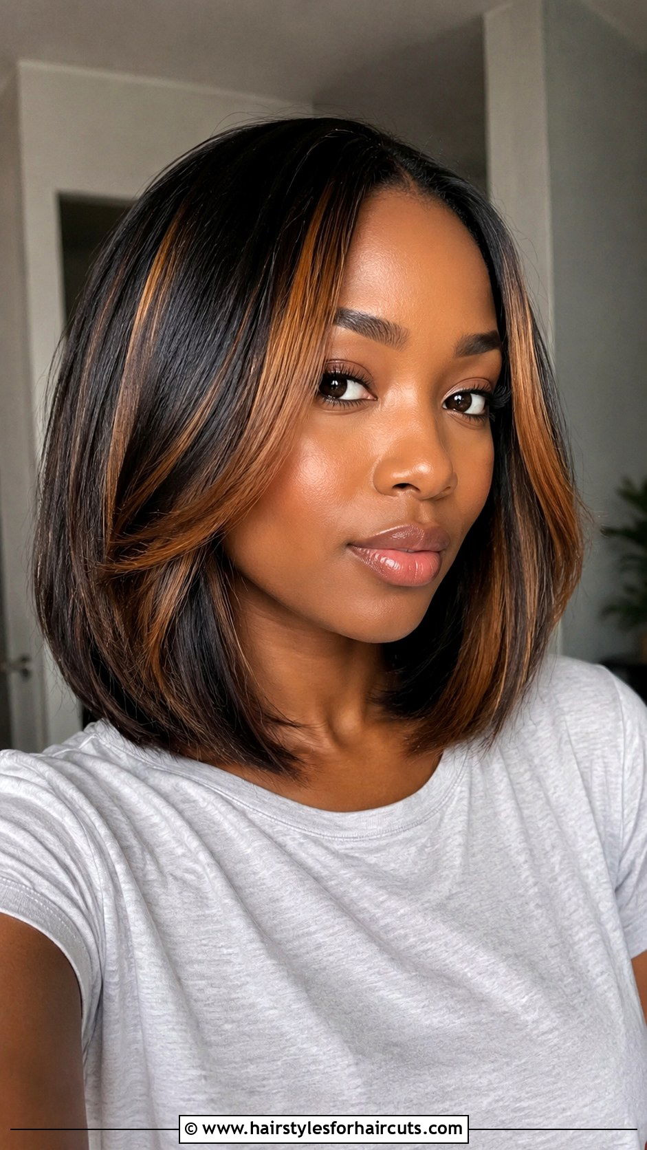 Caramel Highlights Long Bob - 25 long bob hairstyles for black hair - 25 long bob hairstyles for black hair
