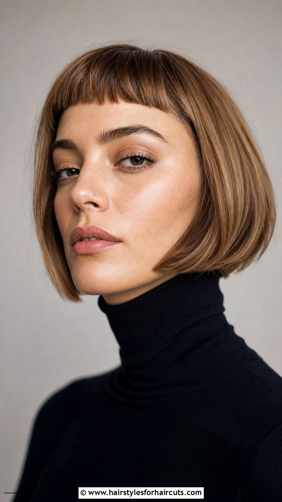 Caramel Micro Bangs Bob - 25 caramel hairstyles - 25 caramel hairstyles
