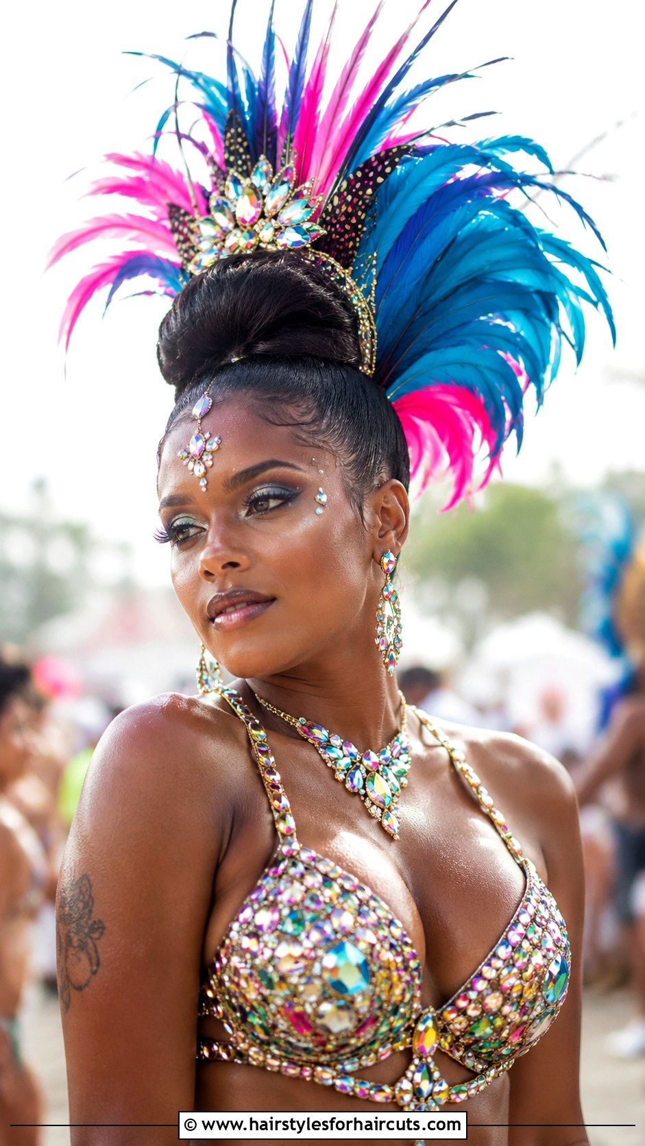 Carnival Feather Crown Updo - 25 carnival hairstyles - 25 carnival hairstyles