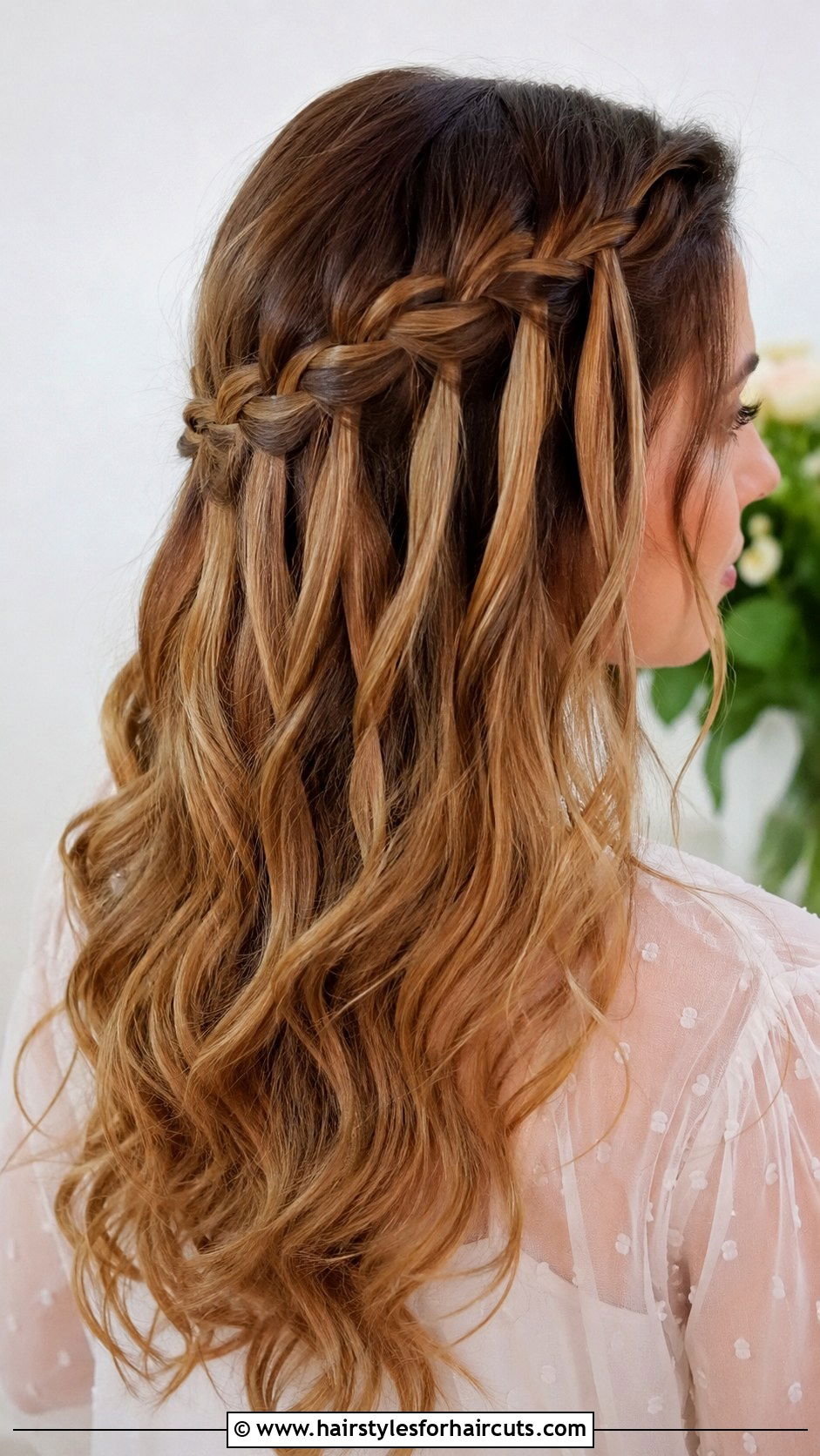 Cascade Braid With Loose Ends - 25 rustic wedding hairstyles for long hair - 25 rustic wedding hairstyles for long hair