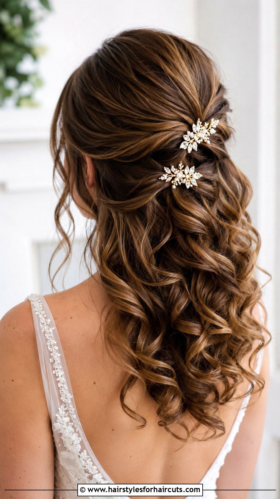 Cascading Curls With Barrettes - 25 down wedding hairstyles for medium hair - 25 down wedding hairstyles for medium hair