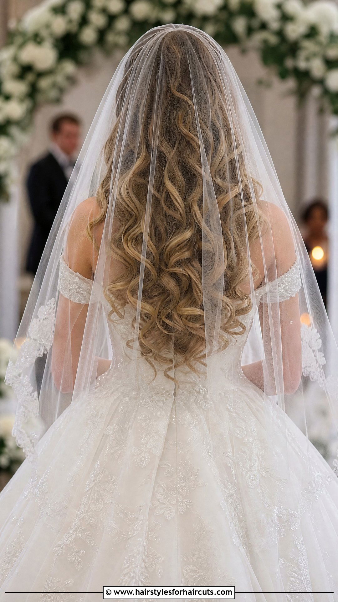Cascading Curls With Veil - 25 wedding hairstyles for asian hair - 25 wedding hairstyles for asian hair