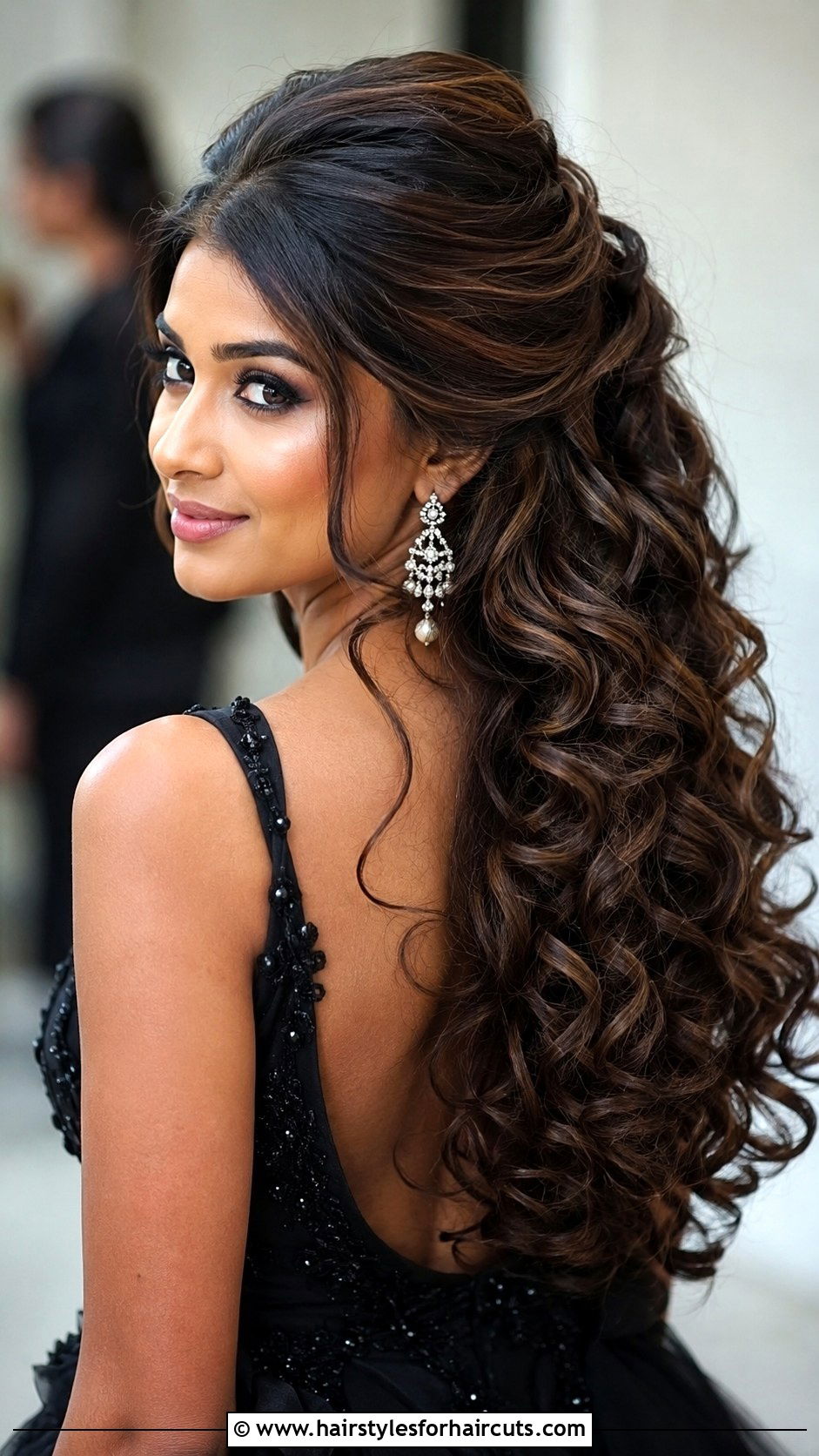 Cascading Half Back Curls - 25 half back hairstyles - 25 half back hairstyles