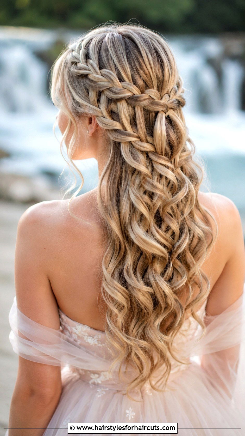 Cascading Waterfall Braid - 25 long hair arabic wedding hairstyles - 25 long hair arabic wedding hairstyles