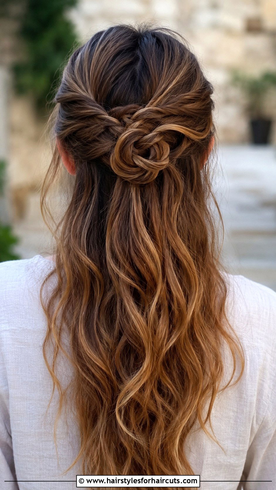 Celtic Knot Half Updo - 25 cottagecore hairstyles long hair - 25 cottagecore hairstyles long hair
