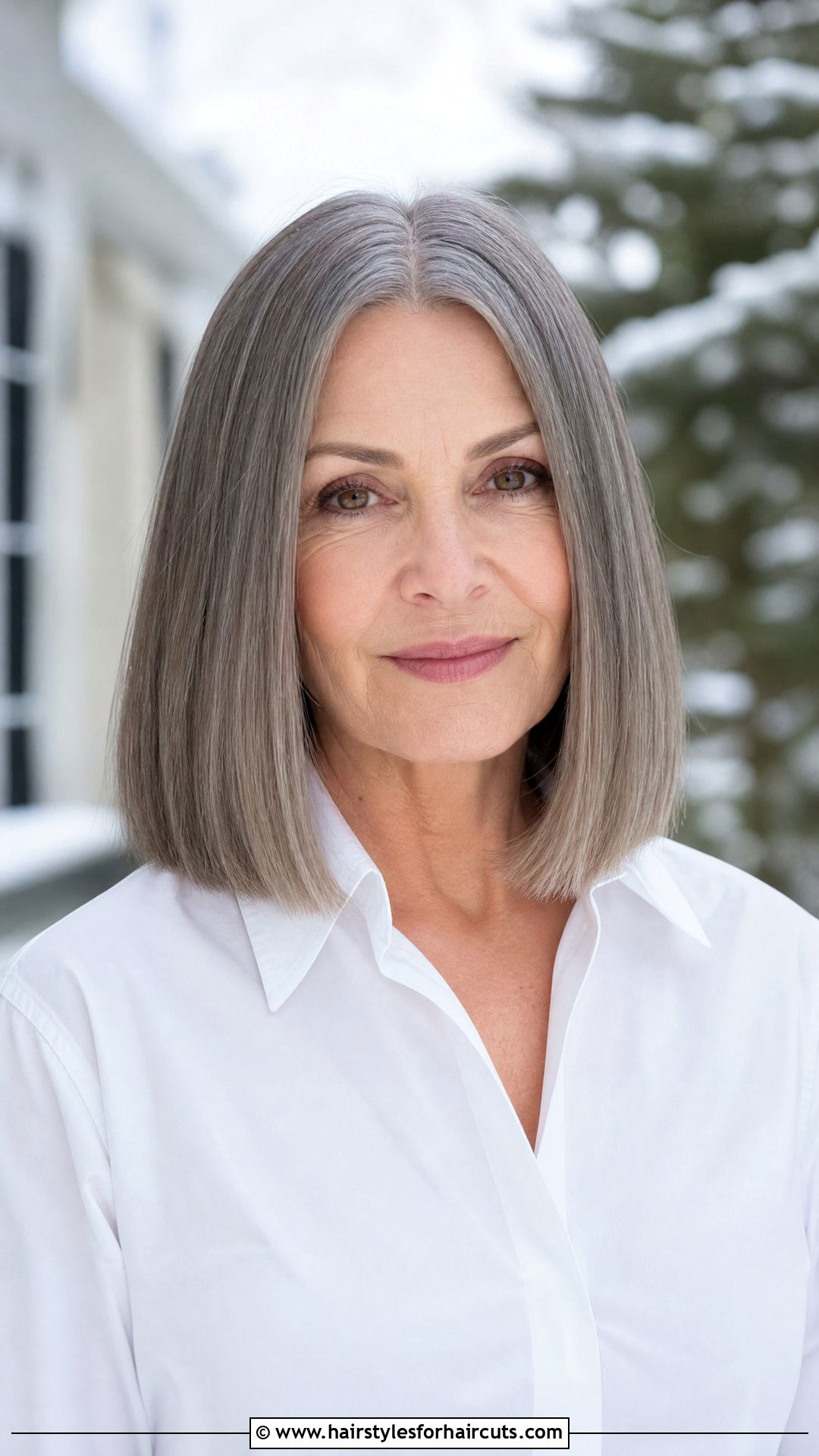 Center Part Blunt Cut - 25 current hairstyles for women over 50 - 25 current hairstyles for women over 50