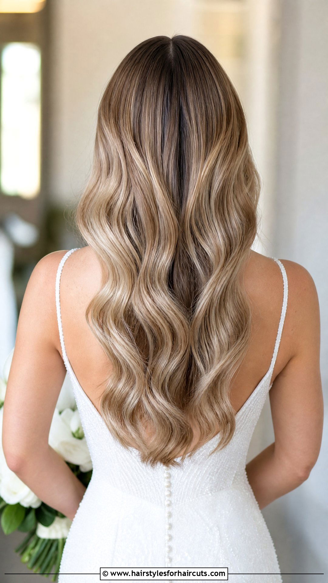Center Part Bridal Waves - 25 wedding hairstyles for wavy hair - 25 wedding hairstyles for wavy hair
