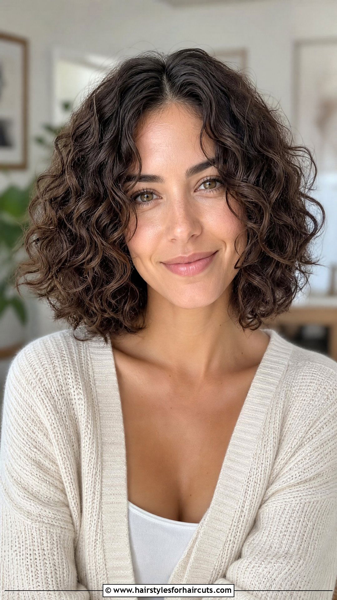 Center Part Curly Bob Haircut - 25 bob haircuts natural hair - 25 bob haircuts natural hair