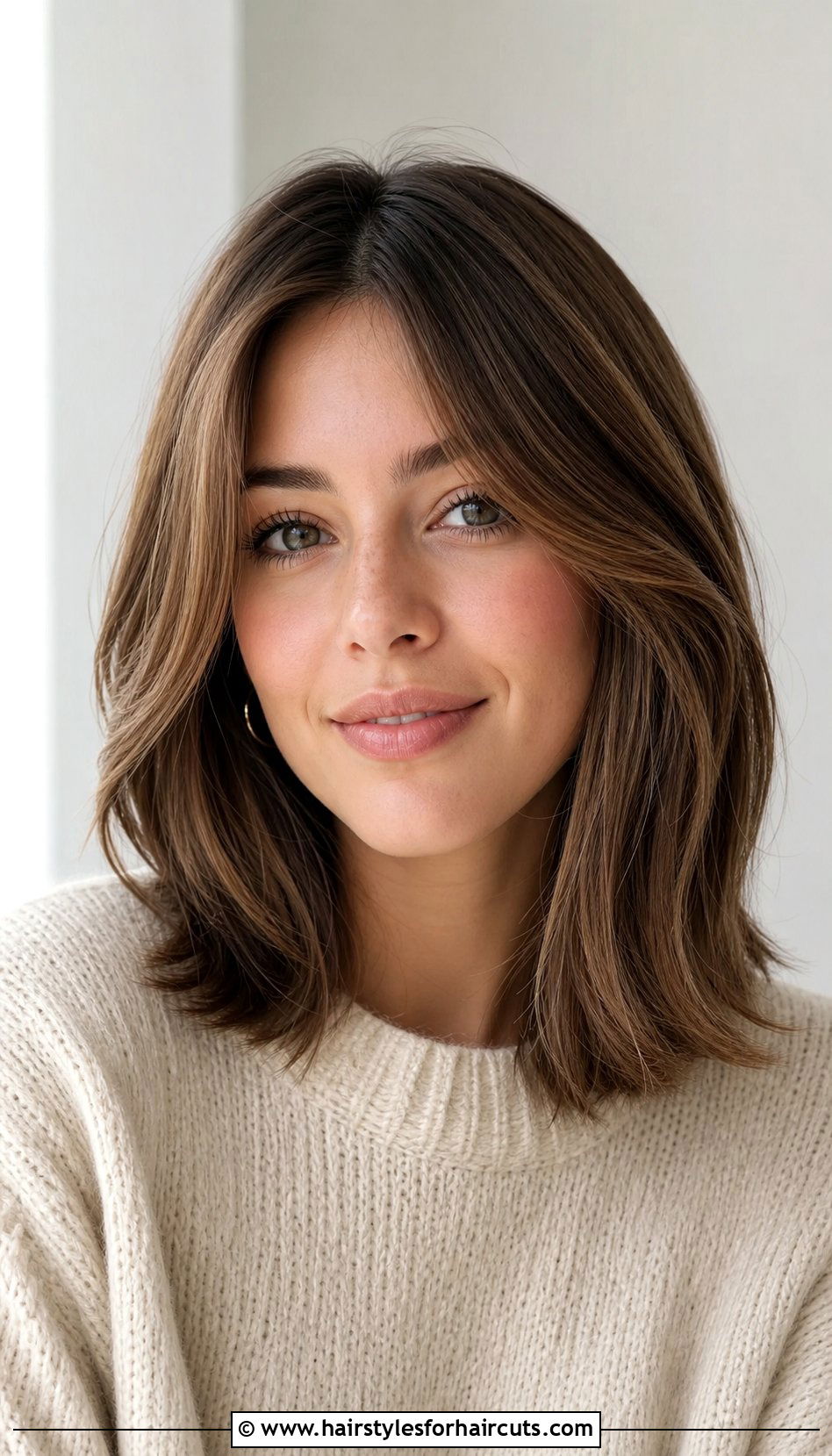 Center Part Curtain Bangs Haircut - 25 haircuts for round face shape - 25 haircuts for round face shape