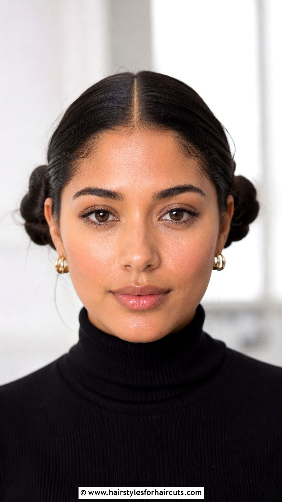 Center Part Double Buns - 25 natural hair bun hairstyles - 25 natural hair bun hairstyles