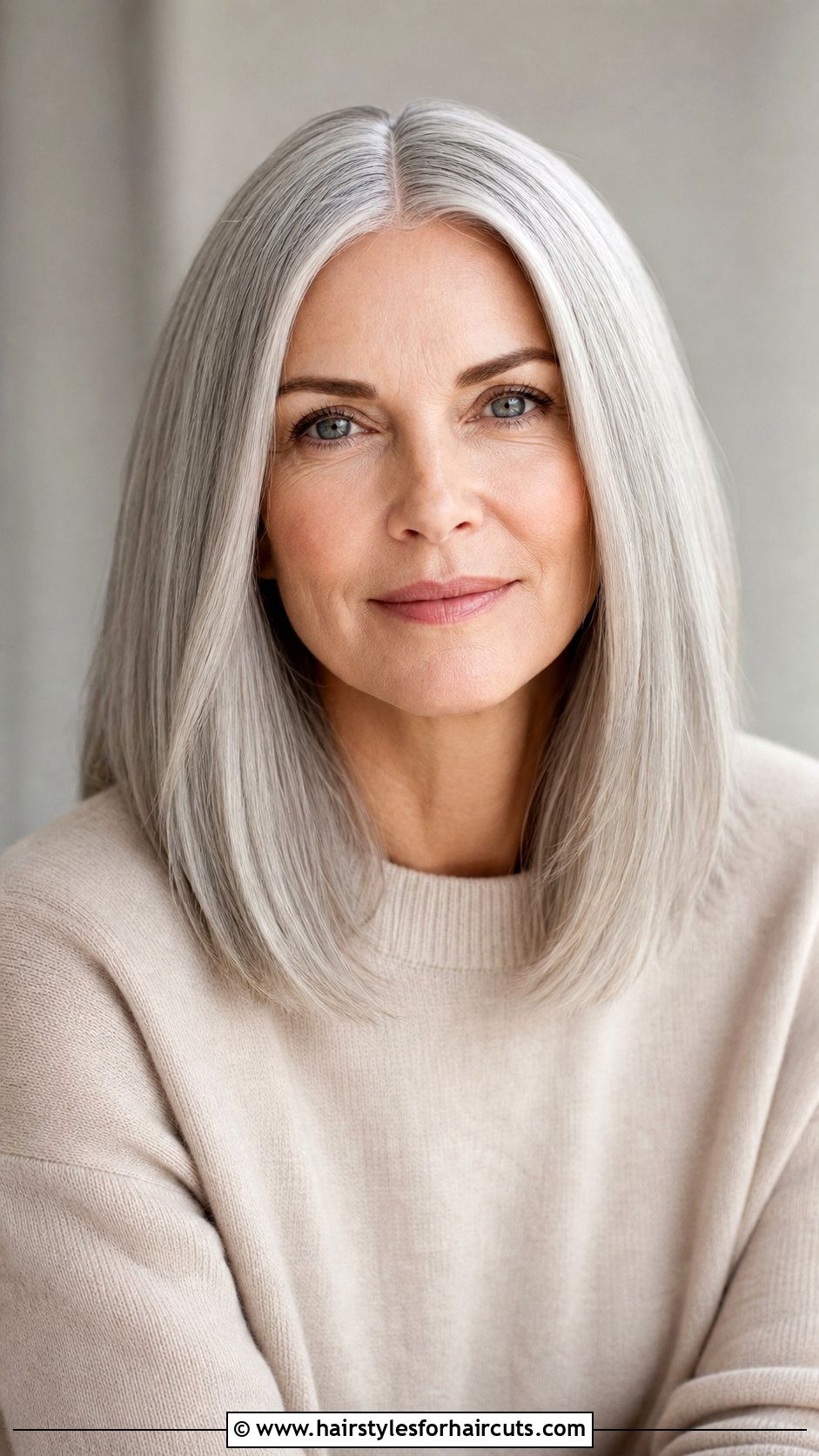 Center Part Grey Medium Hair - 25 medium length hairstyles for grey hair - 25 medium length hairstyles for grey hair