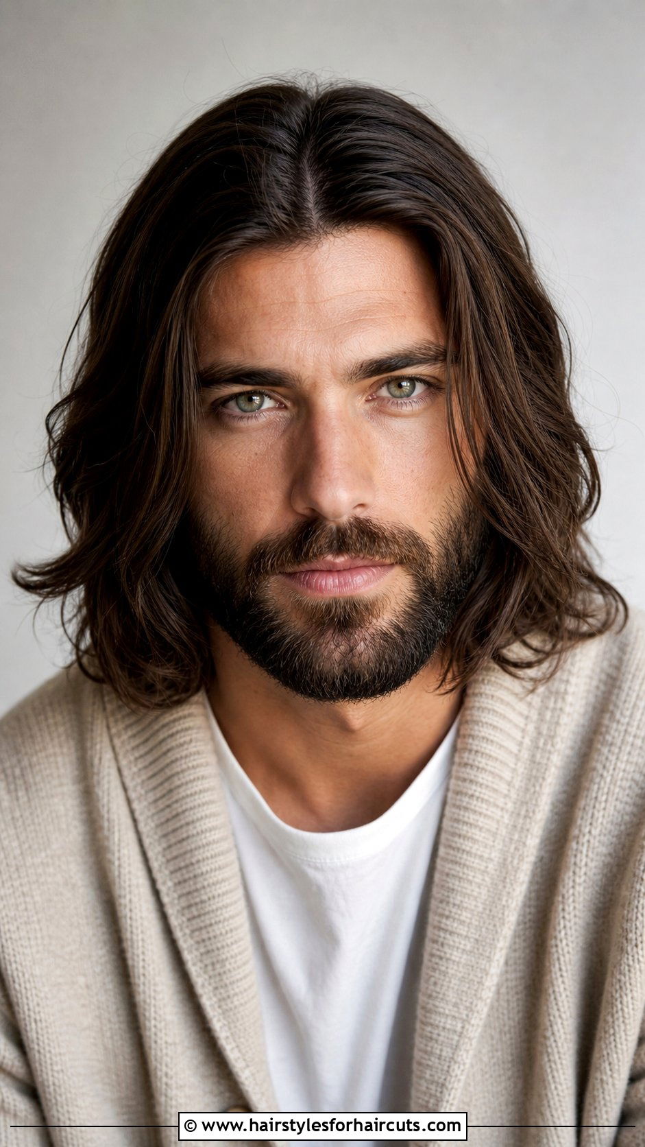 Center Part Long Hair With Full Beard - 25 long hairstyles with beard - 25 long hairstyles with beard