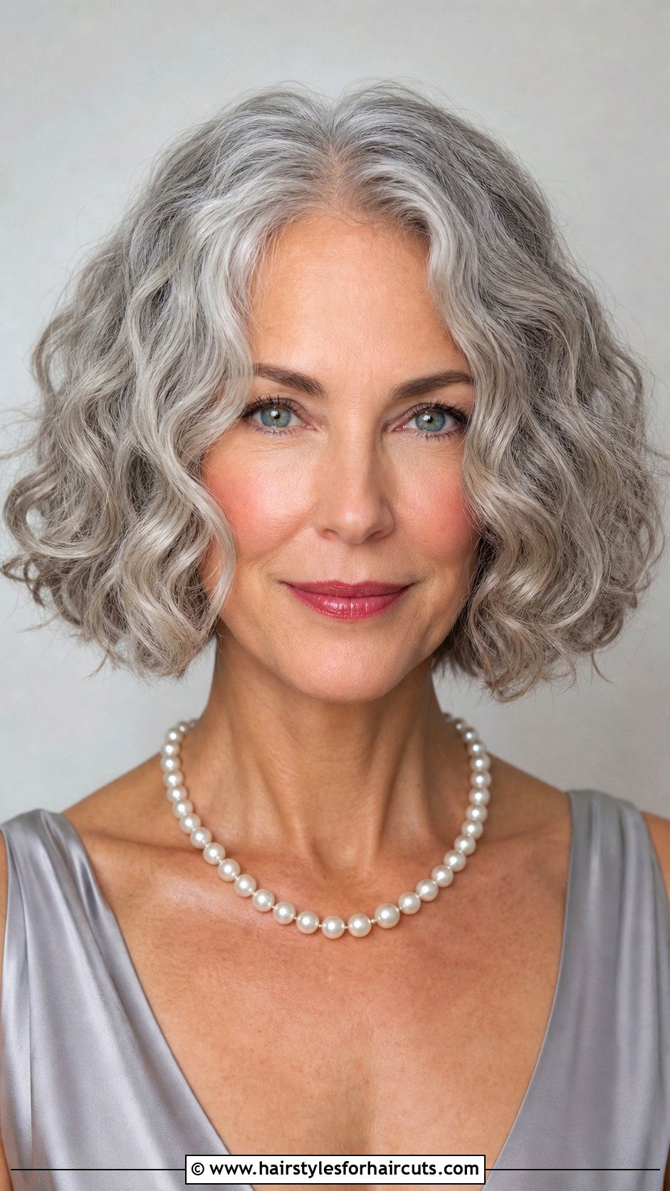 Center Parted Curly Bob - 25 hairstyles for curly gray hair over 60 - 25 hairstyles for curly gray hair over 60