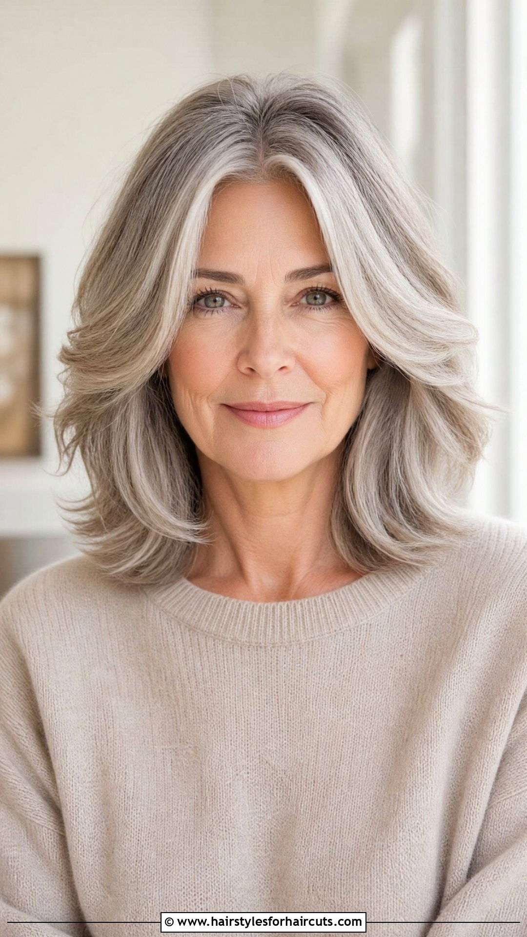 Center Parted Medium Layered Haircut - 25 medium haircuts for older women - 25 medium haircuts for older women