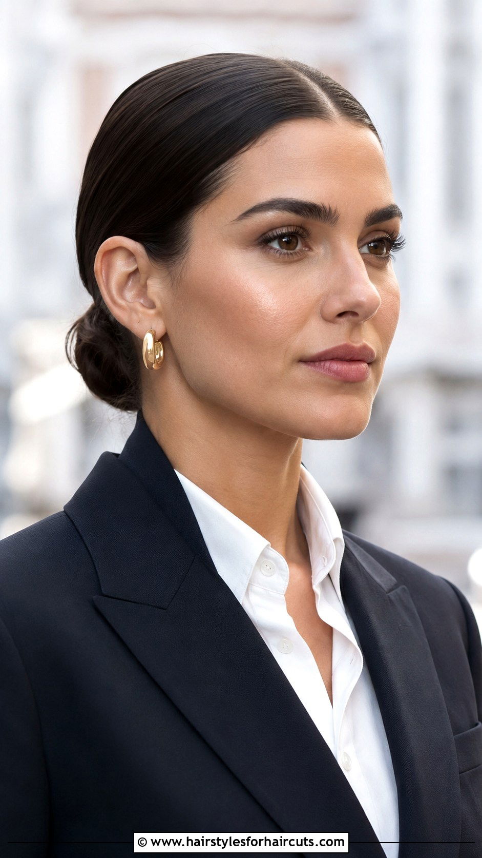 Center Parted Sleek Bun - 25 pak hairstyles - 25 pak hairstyles