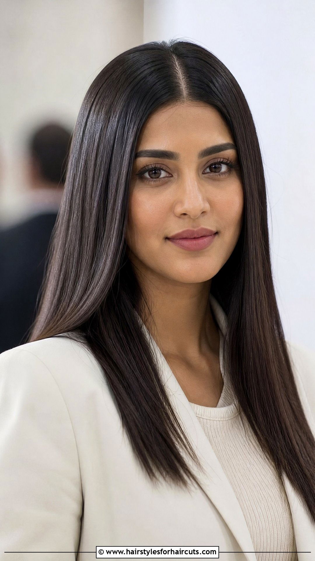 Center Parted Straight Hair - 25 hairstyles for work - 25 hairstyles for work