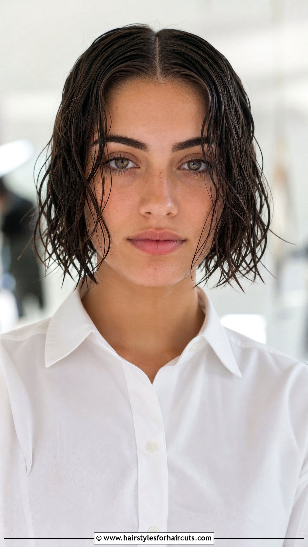 Center Parted Wet Wavy Short Hair - 25 wet and wavy short hairstyles - 25 wet and wavy short hairstyles