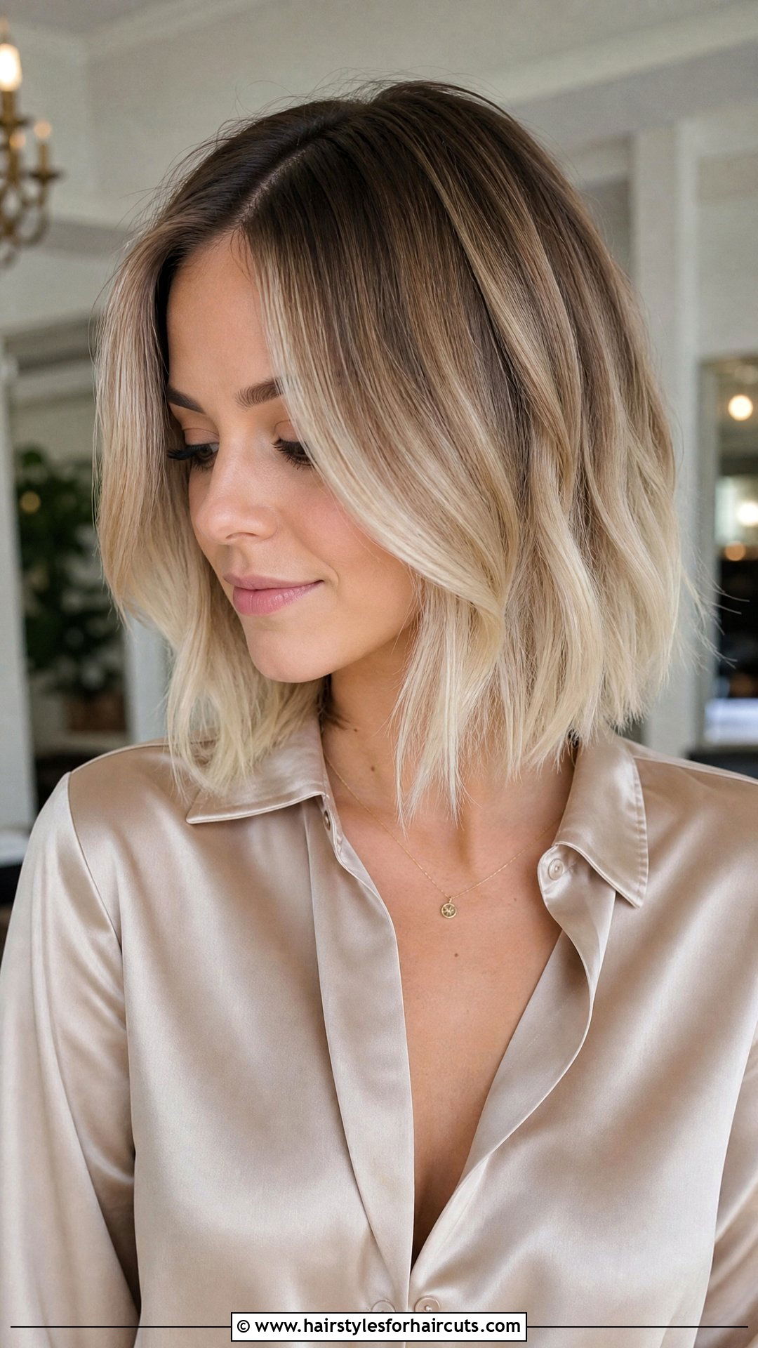 Champagne Blonde Ombre Lob Haircut - 25 ombre hairstyles for short hair - 25 ombre hairstyles for short hair