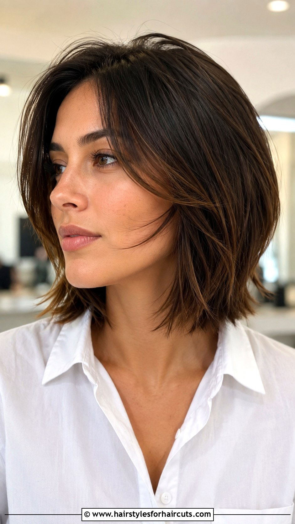 Cheekbone Grazing Layers - 25 haircuts pictures woman - 25 haircuts pictures woman