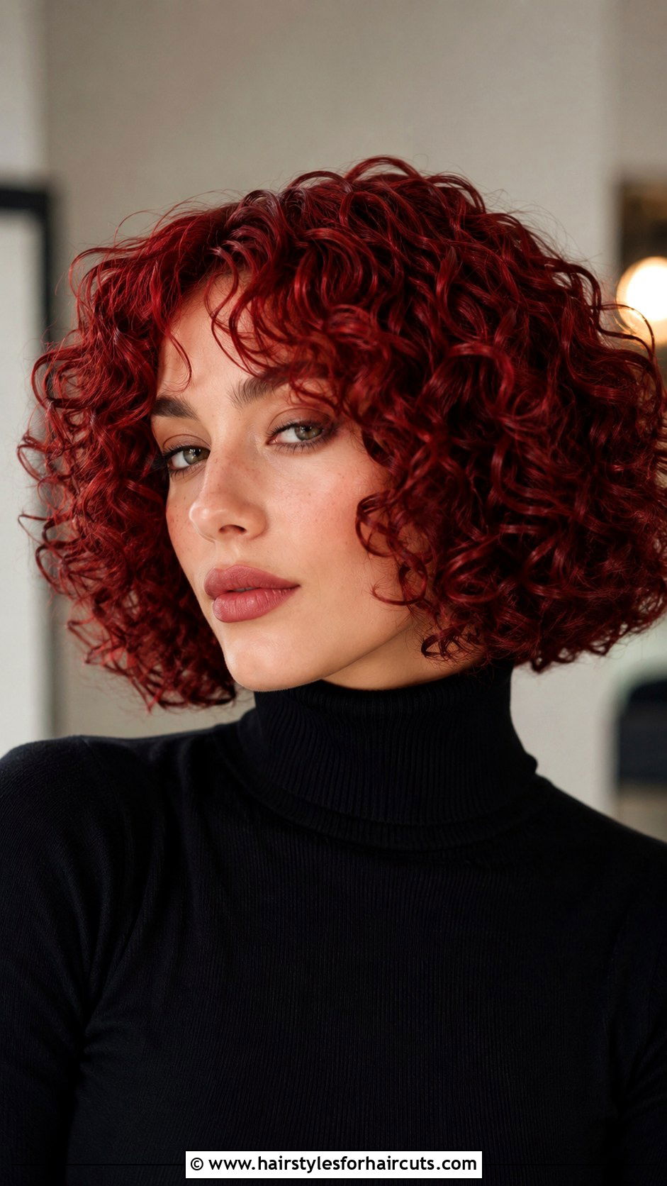 Cherry Red Curly Bob - 25 curly hair baddie hairstyles - 25 curly hair baddie hairstyles