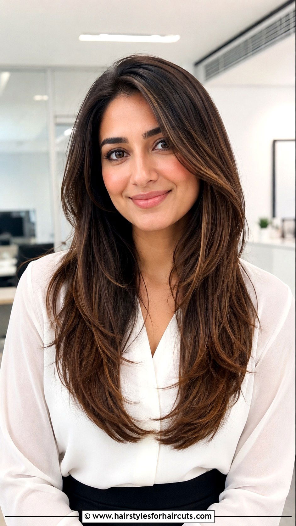 Chestnut Balayage Front Layered U Cut Long Hair - 25 balayage front layered haircuts for long hair - 25 balayage front layered haircuts for long hair