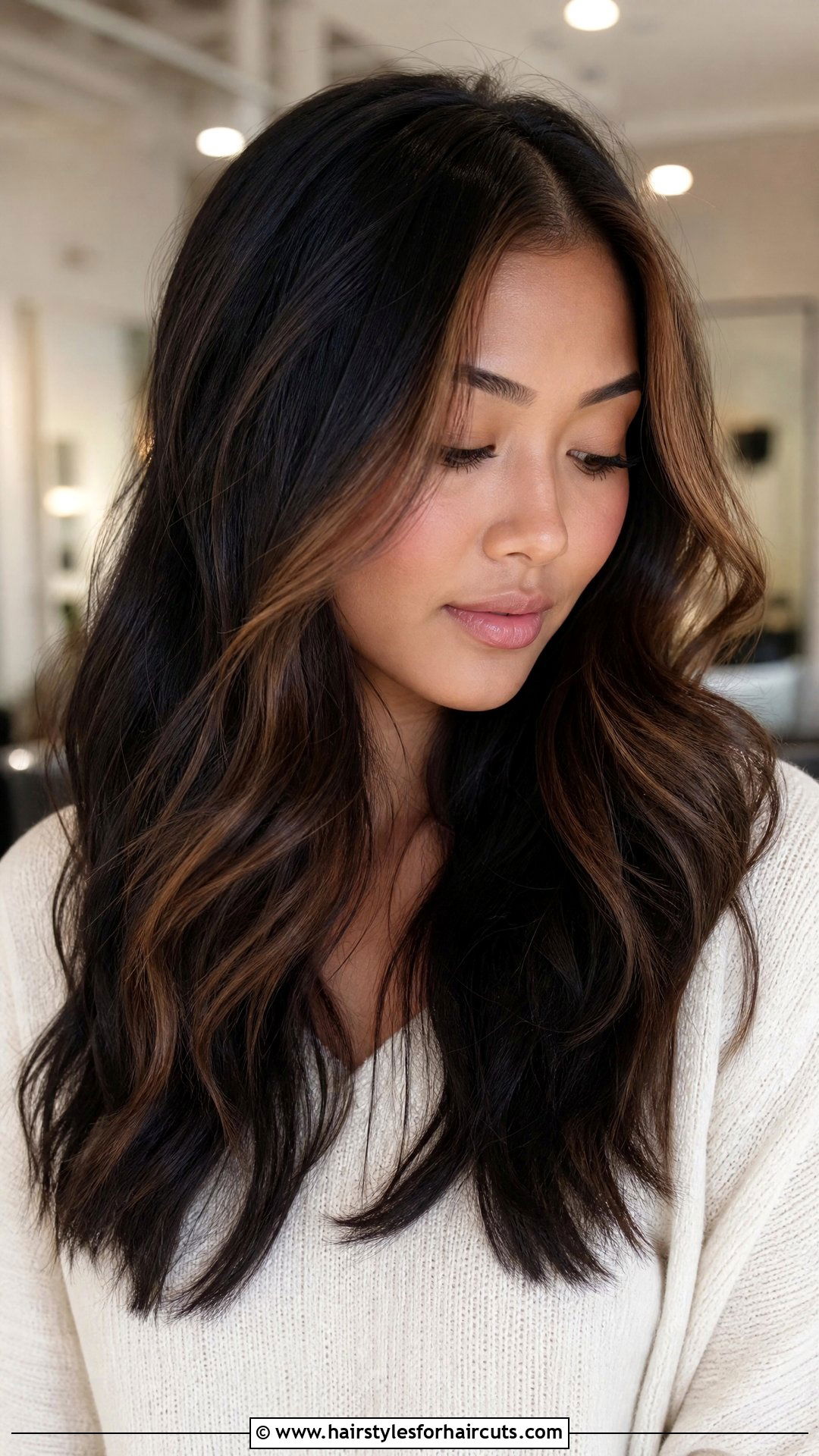 Chestnut Halo Highlights On Black Hair - 25 halo hairstyles color - 25 halo hairstyles color