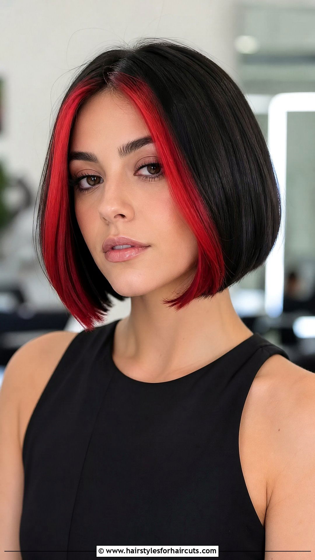 Chin Length Bob With Red Front Pieces - 25 e girl hairstyles short hair - 25 e girl hairstyles short hair