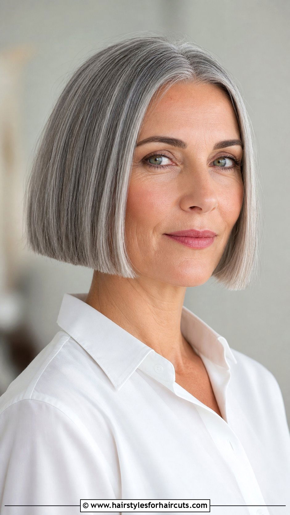 Chin Length Gray Bob - 25 thick gray hairstyles - 25 thick gray hairstyles
