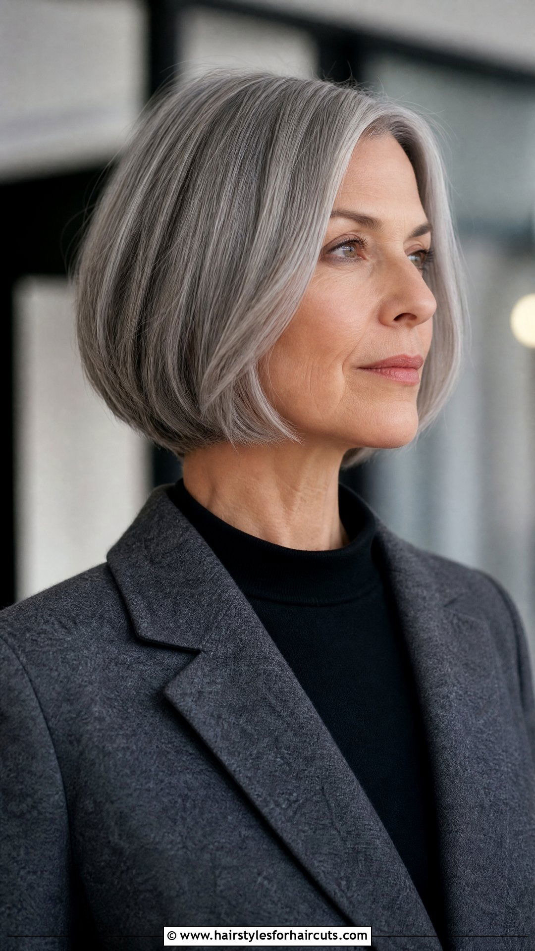 Chin Length Gray Bob - 25 grandma hairstyles - 25 grandma hairstyles