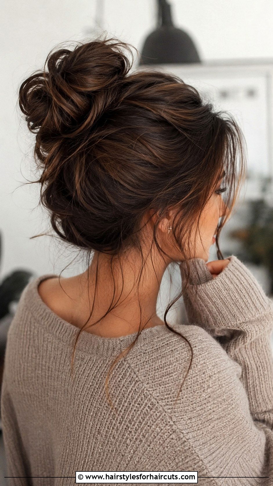 Chocolate Brown Messy Bun - 25 chocolate brown hairstyles - 25 chocolate brown hairstyles