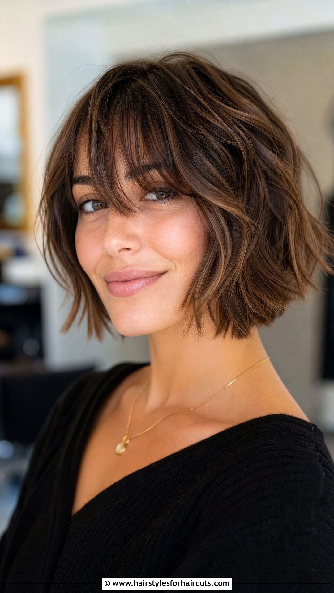 Choppy Bob with Bangs - 25 wash and wear hairstyles for fine hair - 25 wash and wear hairstyles for fine hair