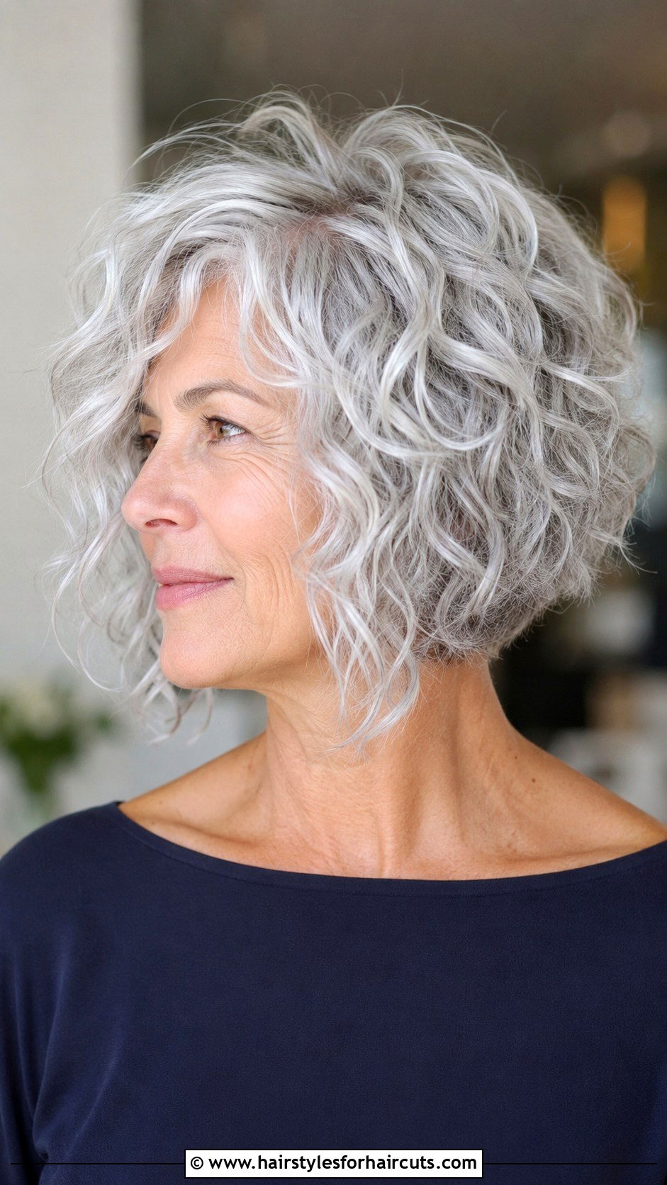 Choppy Curly A Line Bob - 25 choppy short curly hairstyles for grey hair - 25 choppy short curly hairstyles for grey hair