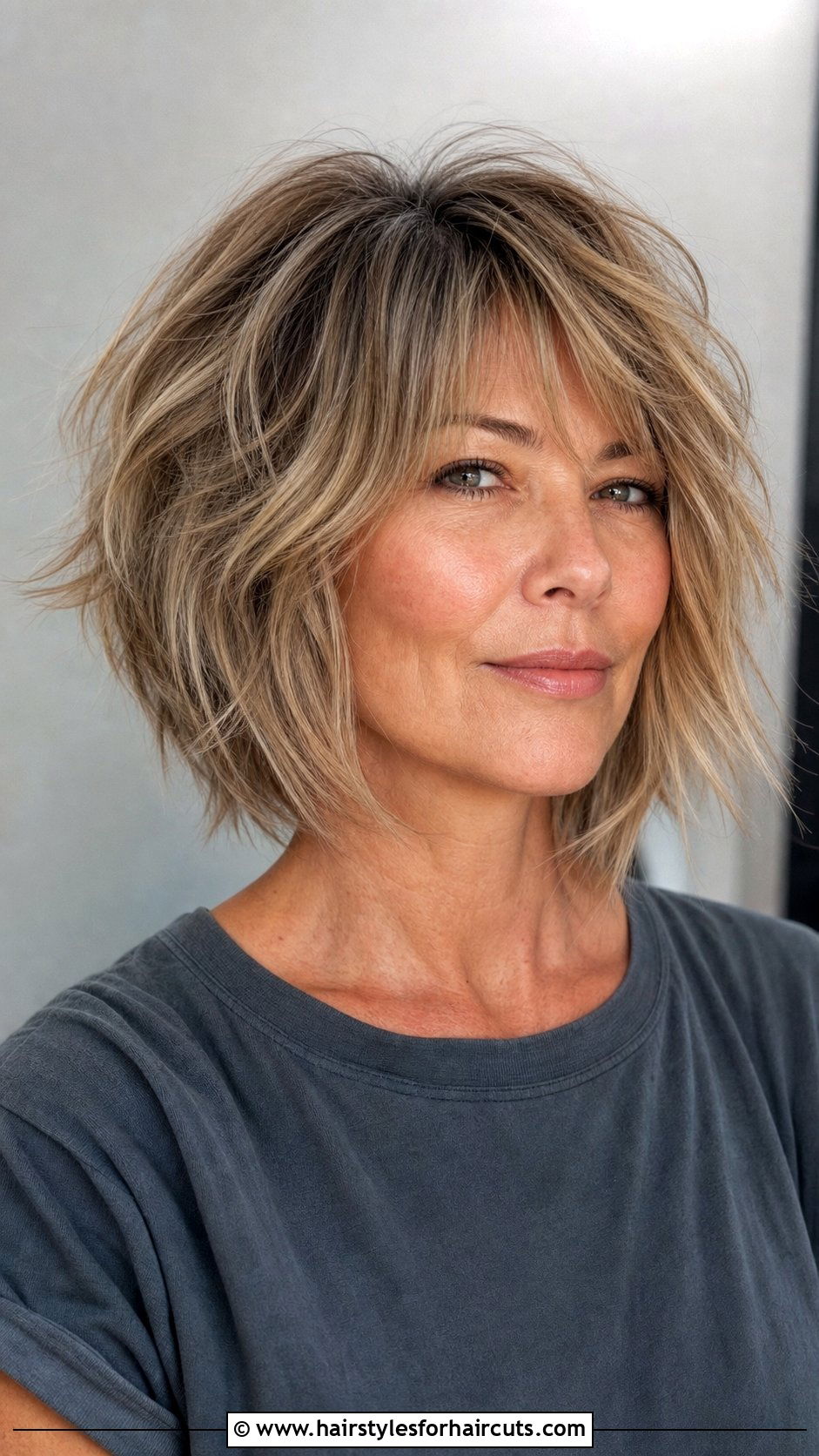 Choppy Layered Lob - 25 shoulder length haircuts for older women - 25 shoulder length haircuts for older women