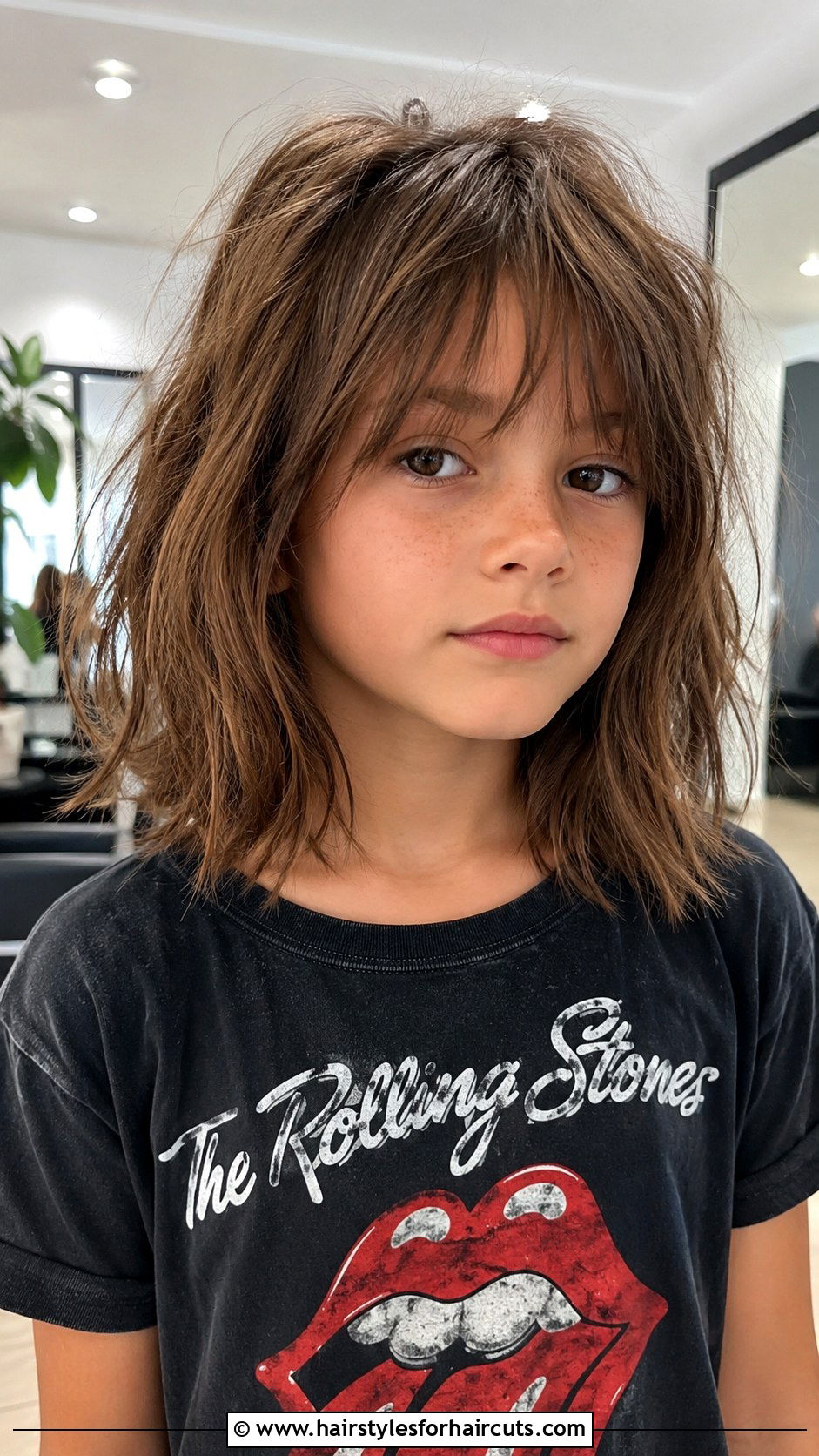 Choppy Lob With Textured Bangs - 25 little girl haircuts with bangs - 25 little girl haircuts with bangs