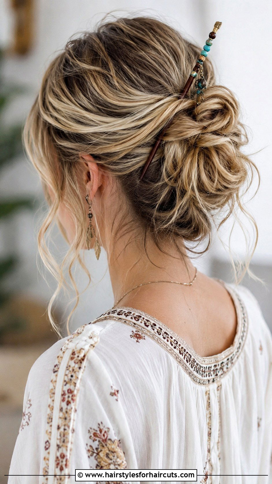 Chopstick Boho Bun - 25 chopstick hairstyles - 25 chopstick hairstyles
