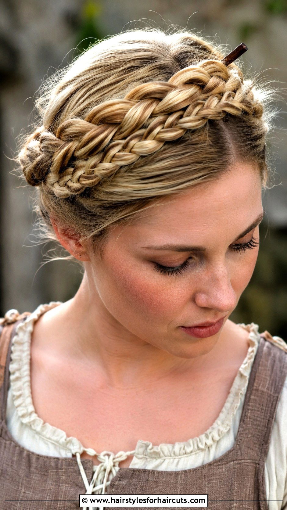 Chopstick Milkmaid Braid - 25 chopstick hairstyles - 25 chopstick hairstyles