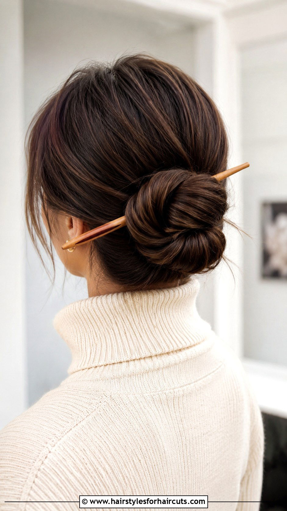 Chopstick Twisted Low Bun - 25 chopstick hairstyles - 25 chopstick hairstyles