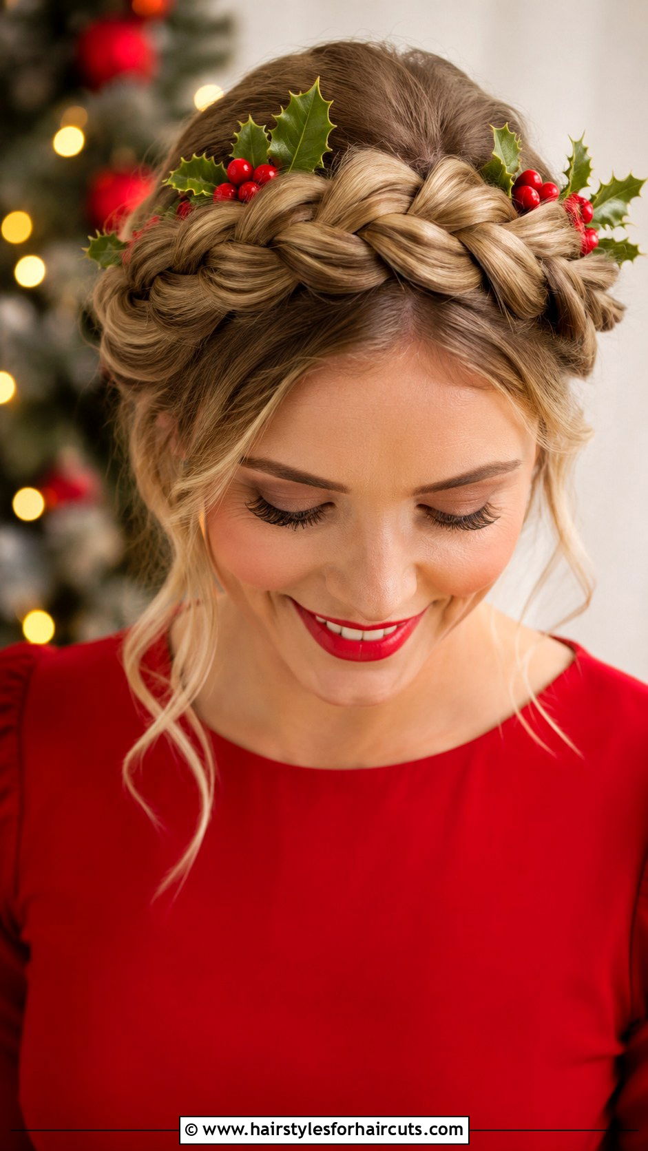 Christmas Tree Milkmaid Braid - 25 christmas tree hairstyles - 25 christmas tree hairstyles