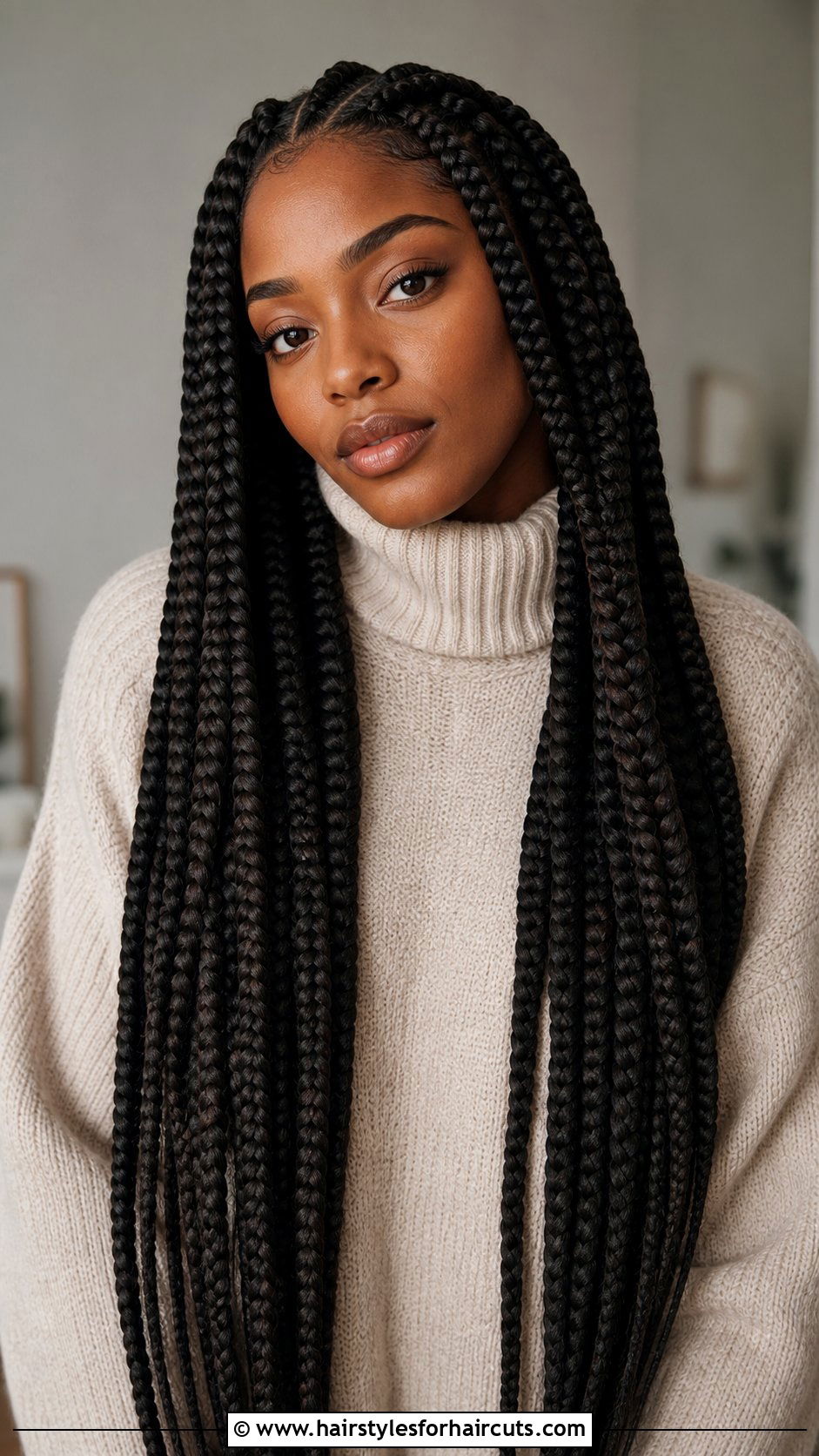 Chunky Box Braids - 25 winter hairstyles for natural hair - 25 winter hairstyles for natural hair